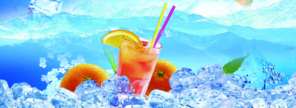 水果饮料冰爽海报
