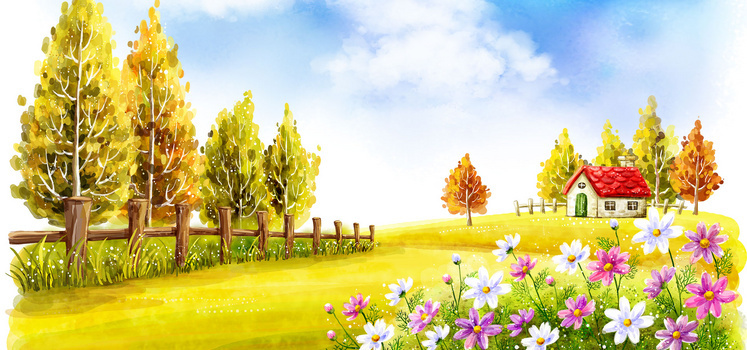 psdjpgpsd手绘风景插画海报像素:1920 x 900格式: jpgjpg田园油画