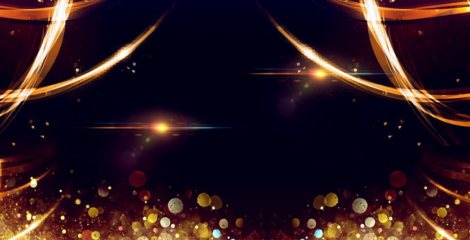 黑色光效炫酷年会会议展板背景素材