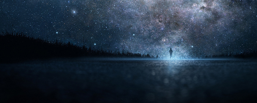 星空下的森林背景