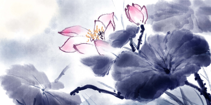 国画山水彩色水墨