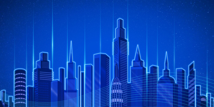 科技城市互联网科技光效蓝色背景