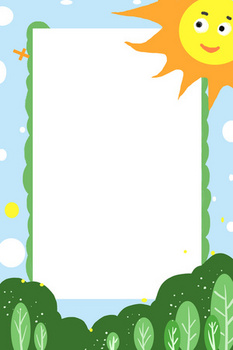 蓝色卡通画草丛阳光背景图