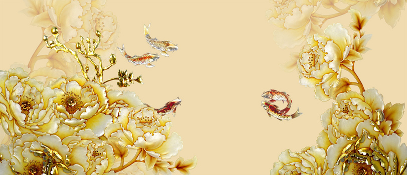 中国风牡丹富贵背景banner