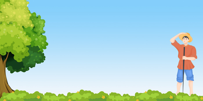 手绘卡通辛勤播种背景