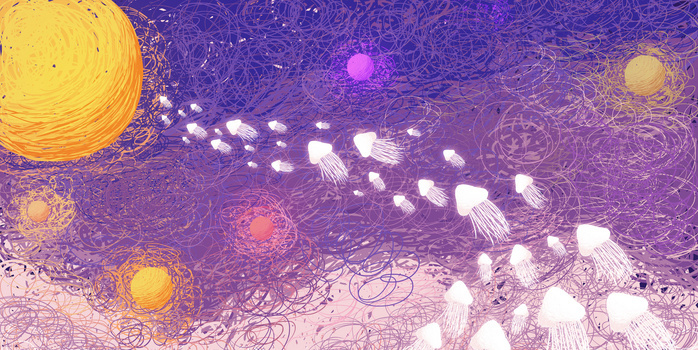 治愈系线圈画水母星球