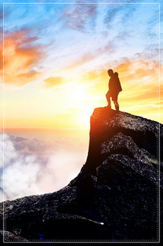 企业文化攀登登顶云海大气背景