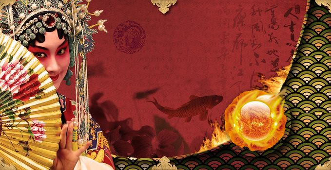 3902 x 2010格式: psd红色复古国潮中国风京剧背景jpgpsd像素:7087 x