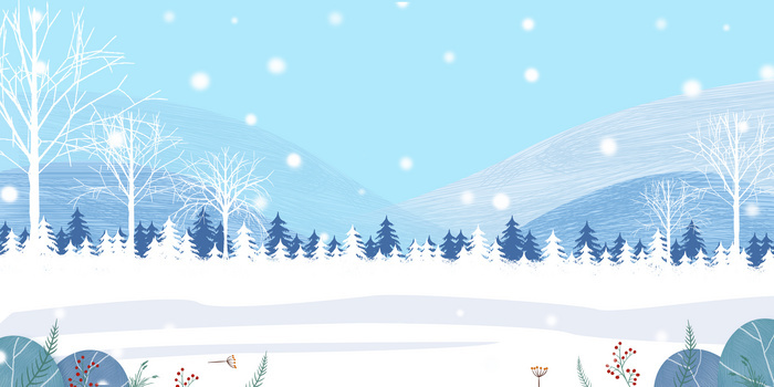 冬季雪景简约冬天植物雪地背景