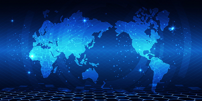 地图波点科技蓝色光效几何背景