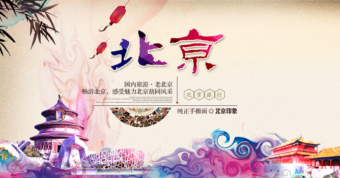 人文地理之游北京海报背景