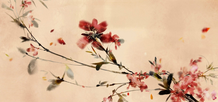 手绘古风花卉背景