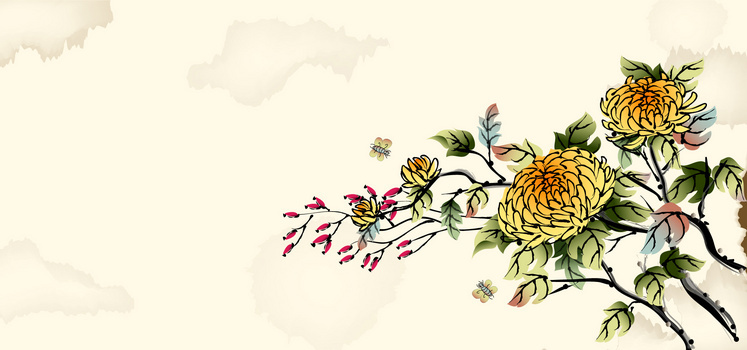 中国风水墨菊花背景banner