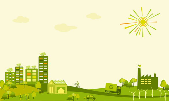 矢量绿色清新环保城市背景