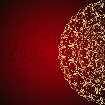 圆形金色花纹红底背景素材