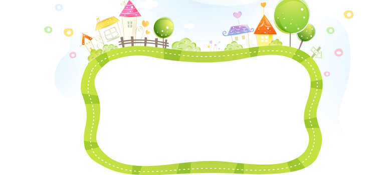 边框童趣卡通绿色banner背景