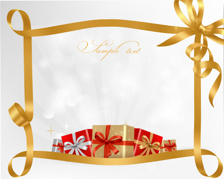 彩带边框圣诞礼物海报背景素材