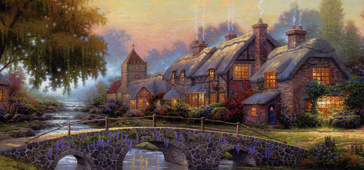 唯美梦幻欧式田园风格油画背景