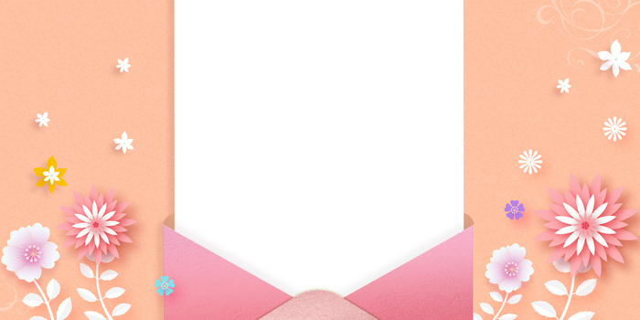 感谢信简约立体花朵小清新背景