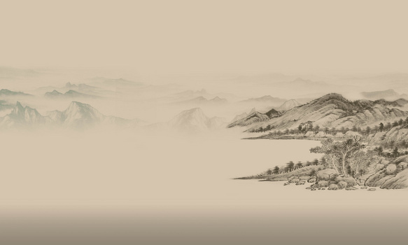 简约蓝色山水h5背景