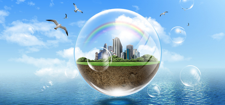 保护环境公益广告蓝色海报背景