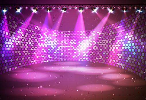 紫色梦幻炫彩舞台矢量背景素材