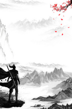 中国古代武侠水墨创意背景
