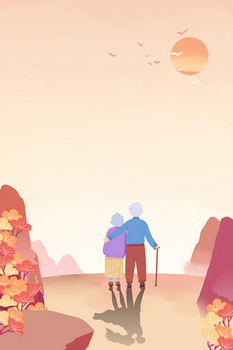 重阳节唯美手绘插画风敬老爱老背景