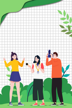矢量卡通记者采访场景背景