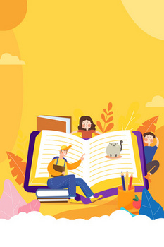 黄色简约大气手绘卡通扁平读书朗诵背景
