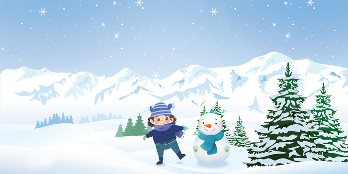 创意冬天下雪堆雪人背景