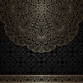 金色花纹黑色背景