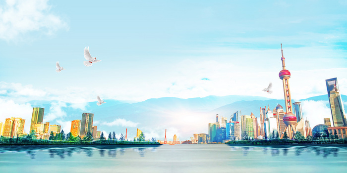 上海城市地标摄影图合成背景