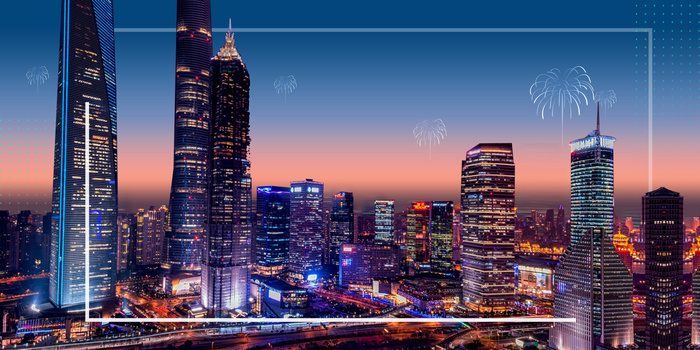 城市夜景地标城市上海摄影图合成背景