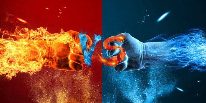 创意冰火vs拳头对决背景