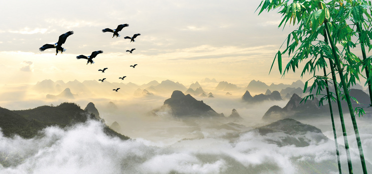 山水风景画背景图片大全_山水风景画背景素材下载_熊猫办公