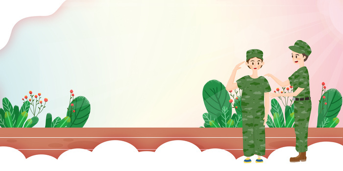 卡通手绘开学军训背景