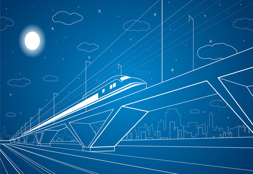 浅色火车城市圆圈高铁站点蓝色房产背景背景图片素材免费下载