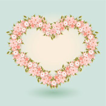 浪漫粉色花环心形背景素材