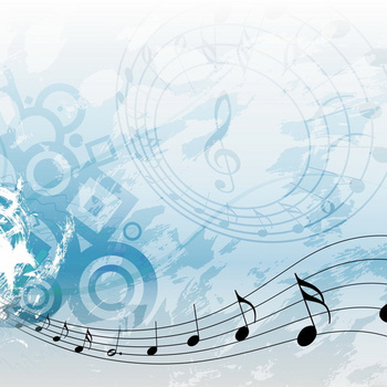 蓝色几何创意五线谱主图背景