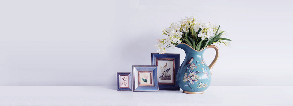 文艺小清新花瓶相框背景