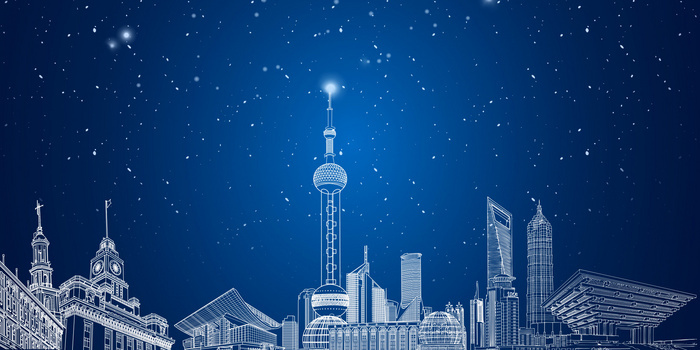 上海城市建筑质感大气线稿背景
