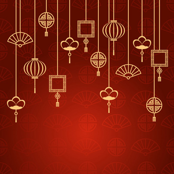 手绘喜庆红底灯笼背景
