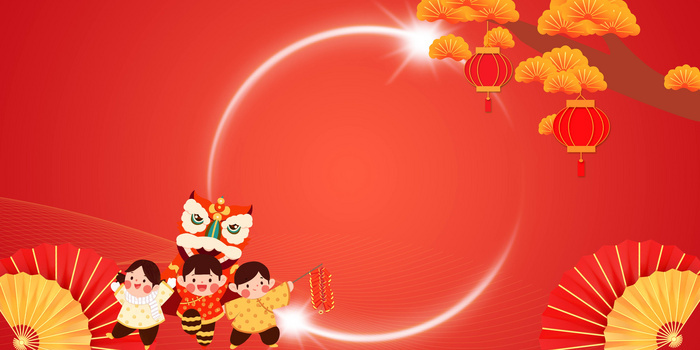 红色喜庆简约新春舞龙背景