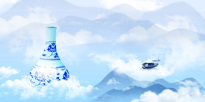 青花瓷水墨中国风背景