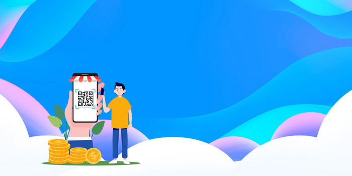 移动手机支付便捷科技扁平生活背景