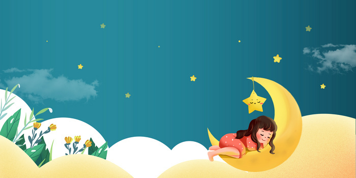 卡通手绘小清新世界睡眠日宣传背景