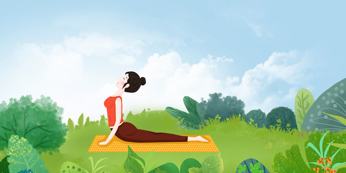 卡通瑜伽女生