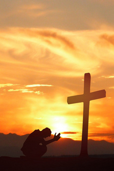 创意虔诚跪拜复活节背景