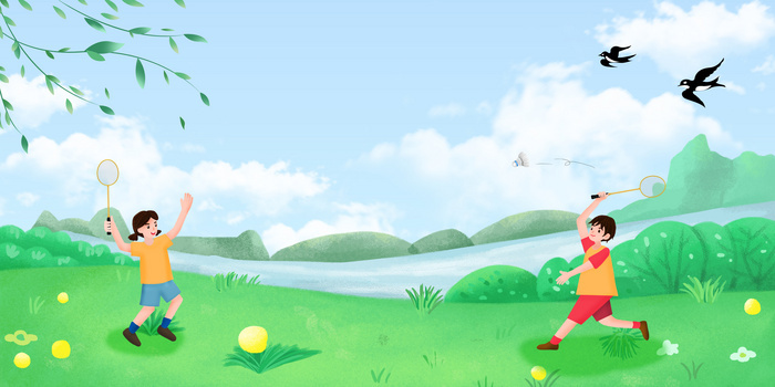 羽毛笔运动手绘插画背景